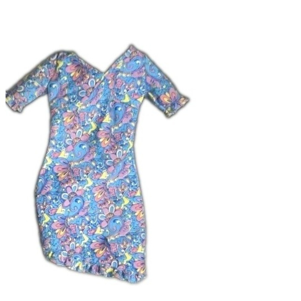 Genuine Barbie Doll Pink Label Blue Paisley Print Dress